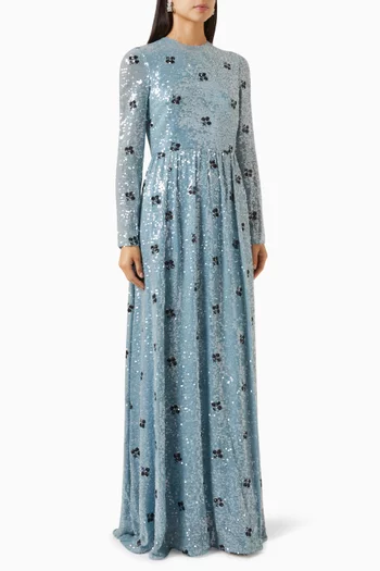 Ditsy Floral Sequin-embellished Maxi Gown