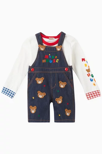 Logo-embroidered Dungarees in Cotton