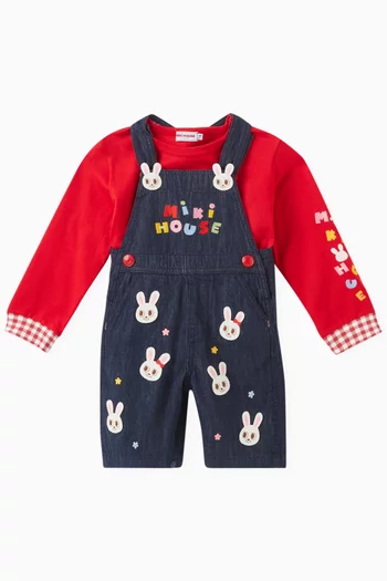 Logo-embroidered Dungarees in Cotton