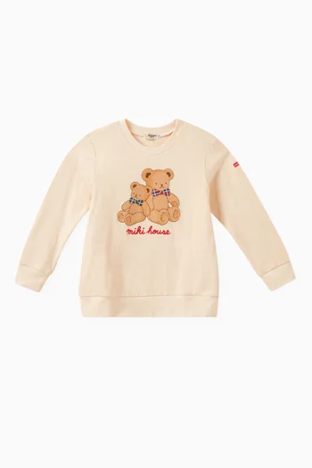 Bear Print Sweater in Cotton