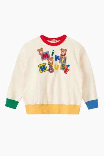 Logo Bear Patches Sweatshirt in Cotton
