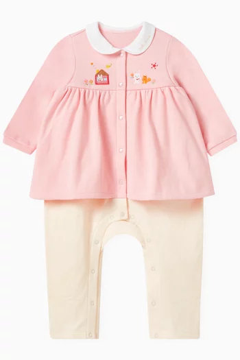 Bunny Print Coverall in Cotton Blend