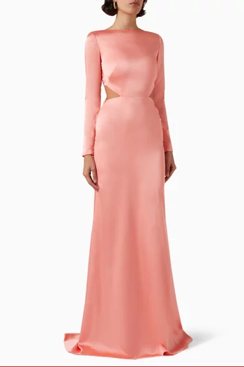 Lace-up Back Maxi Dress in Satin