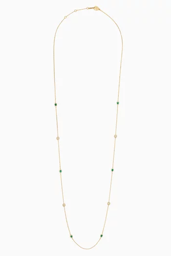 Sautoir Emerald & Diamond Long Necklace in 18kt Gold