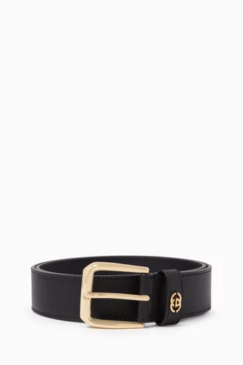 Interlocking G Squared Buckle Belt in Leather