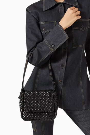 Mini Cobble Shoulder Bag in Intreccio Leather