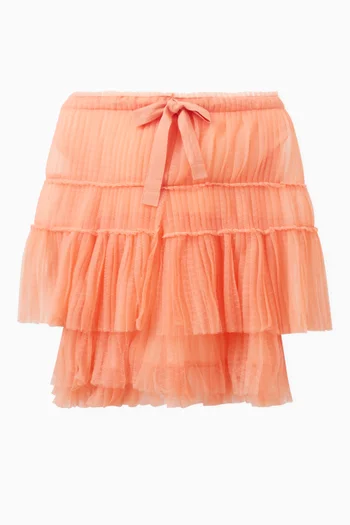 Capelet Pleated Blouse in Nylon