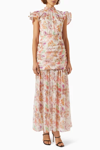 Regale Floral-print Maxi Dress in Chiffon