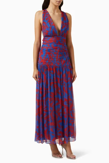 Flore Plunged Tie Back Midi Dress
