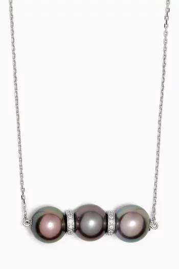 Amulette Pearl & Diamond Pendant Necklace in 18kt White Gold