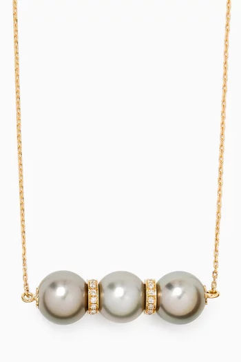 Amulette Pearl & Diamond Pendant Necklace in 18kt Yellow Gold