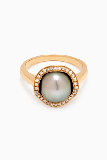 Amulette Pearl & Diamond Ring in 18kt Gold