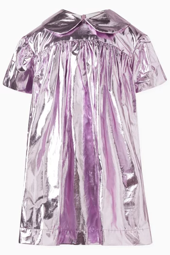 Metallic-effect Shirt Dress in Lamé