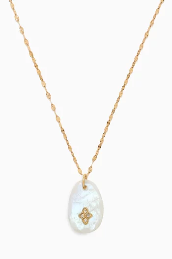 Gaia N1 Diamond & Moonstone Necklace in 14kt Gold