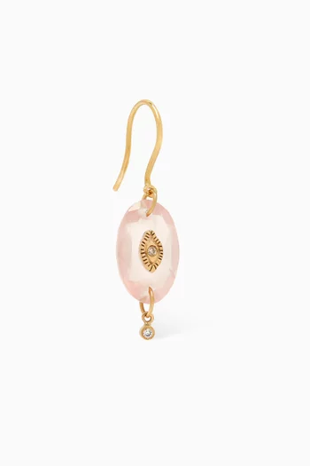 Souad Pink Quartz Single Earring in 9kt Yellow Gold