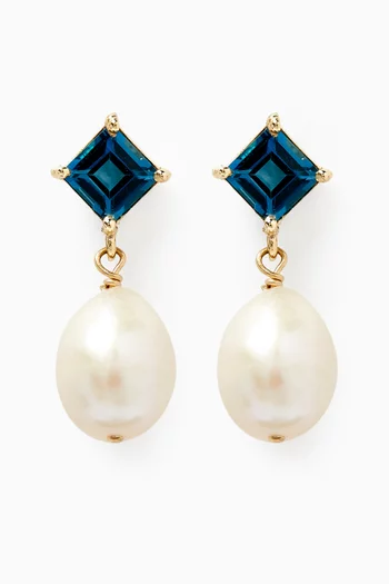 Pearl & Gem Baroque Drop Earrings in 14kt Gold