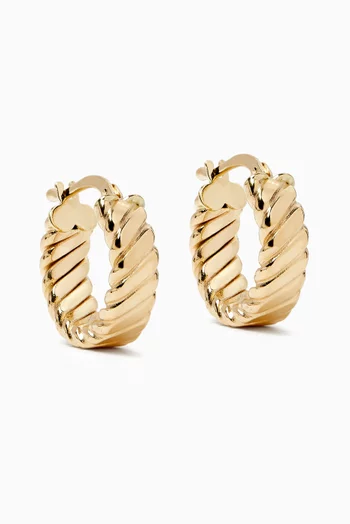 Mini Ribbed Hoops in 14kt Gold