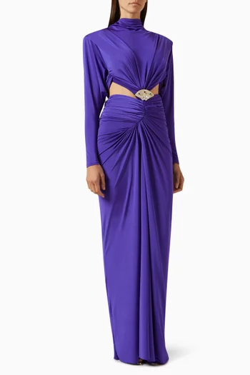 Crystal-embellished Maxi Dress in Jersey