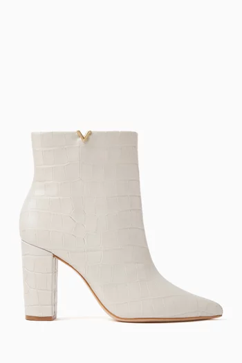 90 Ankle Booties in Croc-embossed Leather