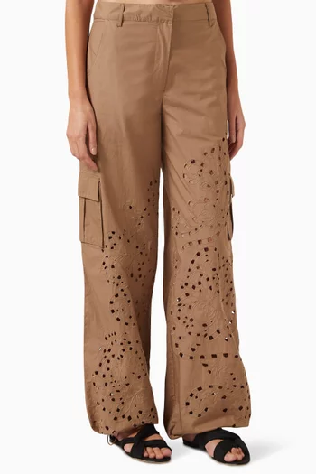 Mohi Broderie Anglaise Cargo Pants in Cotton