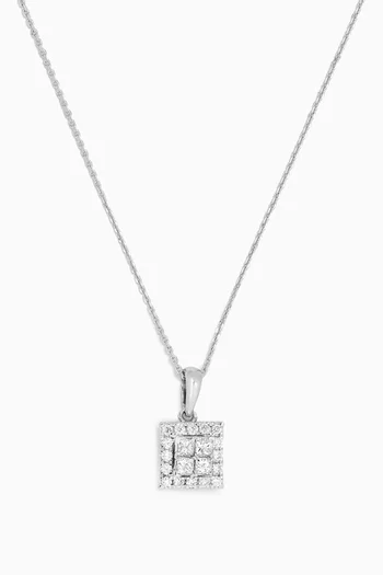 Illusion Square Diamond Pendant Necklace in 18kt White Gold
