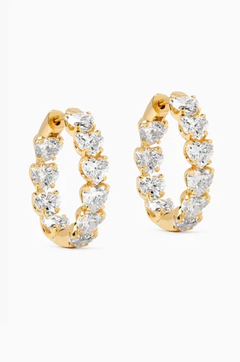 Heart Diamond Hoop Earrings in in 18kt Yellow Gold