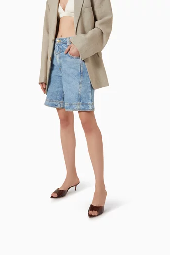 حذاء إيل مفتوح من الخلف جلد بأجزاء شفافة وكعب 55 مم