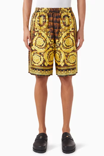 Baroccodile-print Bermuda Shorts in Silk