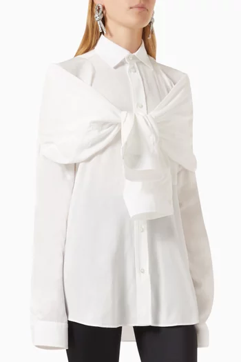 Knotted Sleeves Oversized-fit Shirt in Lyocell-twill