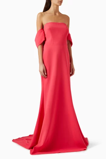 Off-the-shoulders Train Gown in Crêpe