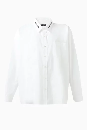 Unisex Dropped Neckline Shirt in Cotton-poplin