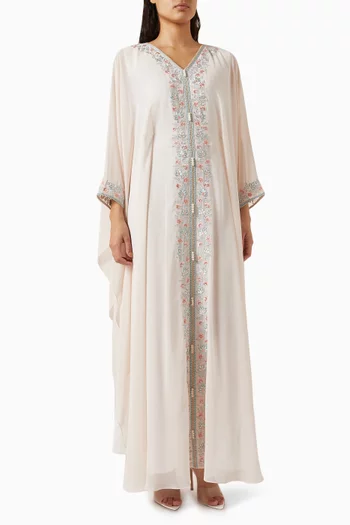 Floral Embroidered Kaftan in Chiffon