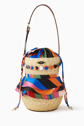 Puccinella Iride-print Bucket Bag in Straw