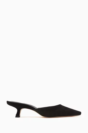 Wilda 50 Kitten Mules in Suede