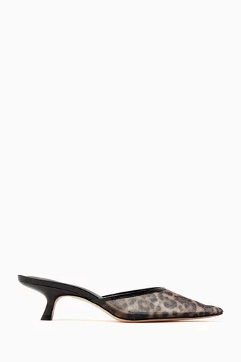 Wilda 50 Kitten Mules in Mesh