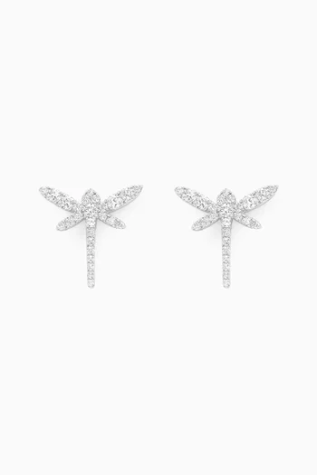 Dragonfly Diamond Stud Earrings in 18kt White Gold