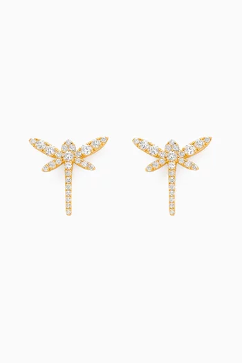 Dragonfly Diamond Stud Earrings in 18kt Gold