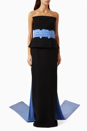 Belted Maxi Dress in Crepe