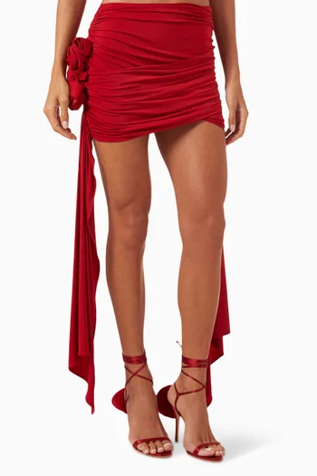 Double-sash Draped Mini Skirt in Stretch-jersey
