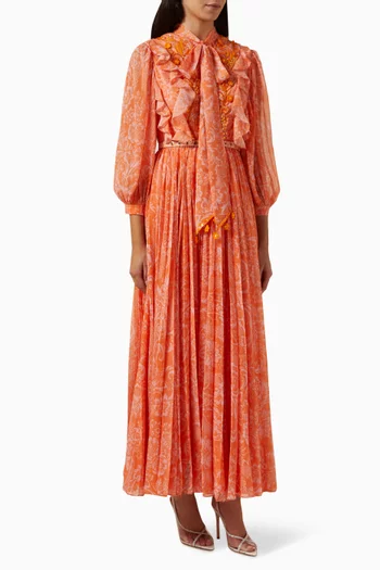 Amber Pleated Maxi Dress in Chiffon
