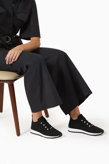 Veles Pearl-embellished Sneakers in Crochet-knit