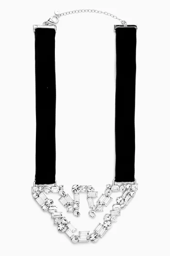 Logo Glass-crystal Bib Necklace in Silver-tone Brass