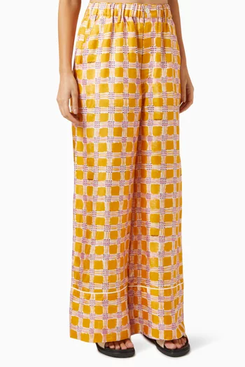 Maize Check Fields Pants in Silk
