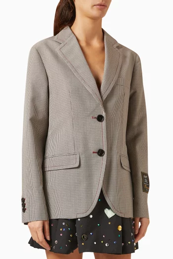 Houndstooth Blazer Jacket in Wool-blend