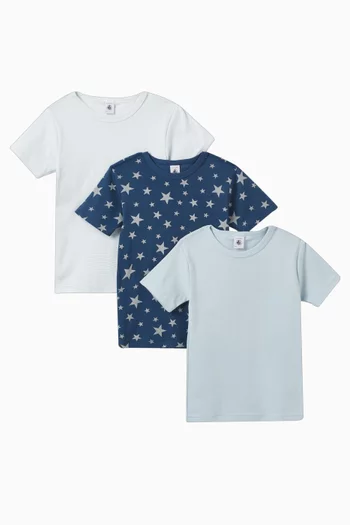 Star T-Shirts in Cotton, Pack of Three
