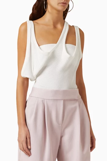 Asymmetrical Top in Ribbed-jersey