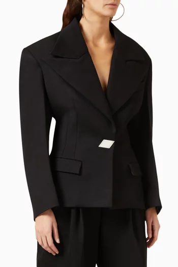 Structured-shoulders Tailored Blazer in Wool-blend