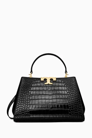 Eleanor Satchel Bag in Croc-embossed Leather