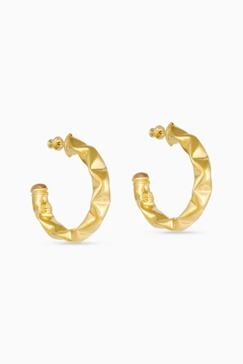 Moki Cabochons Hoop Earrings in 24kt Gold-plated Metal