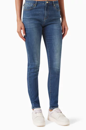 Embroidered Skinny Jeans in Denim